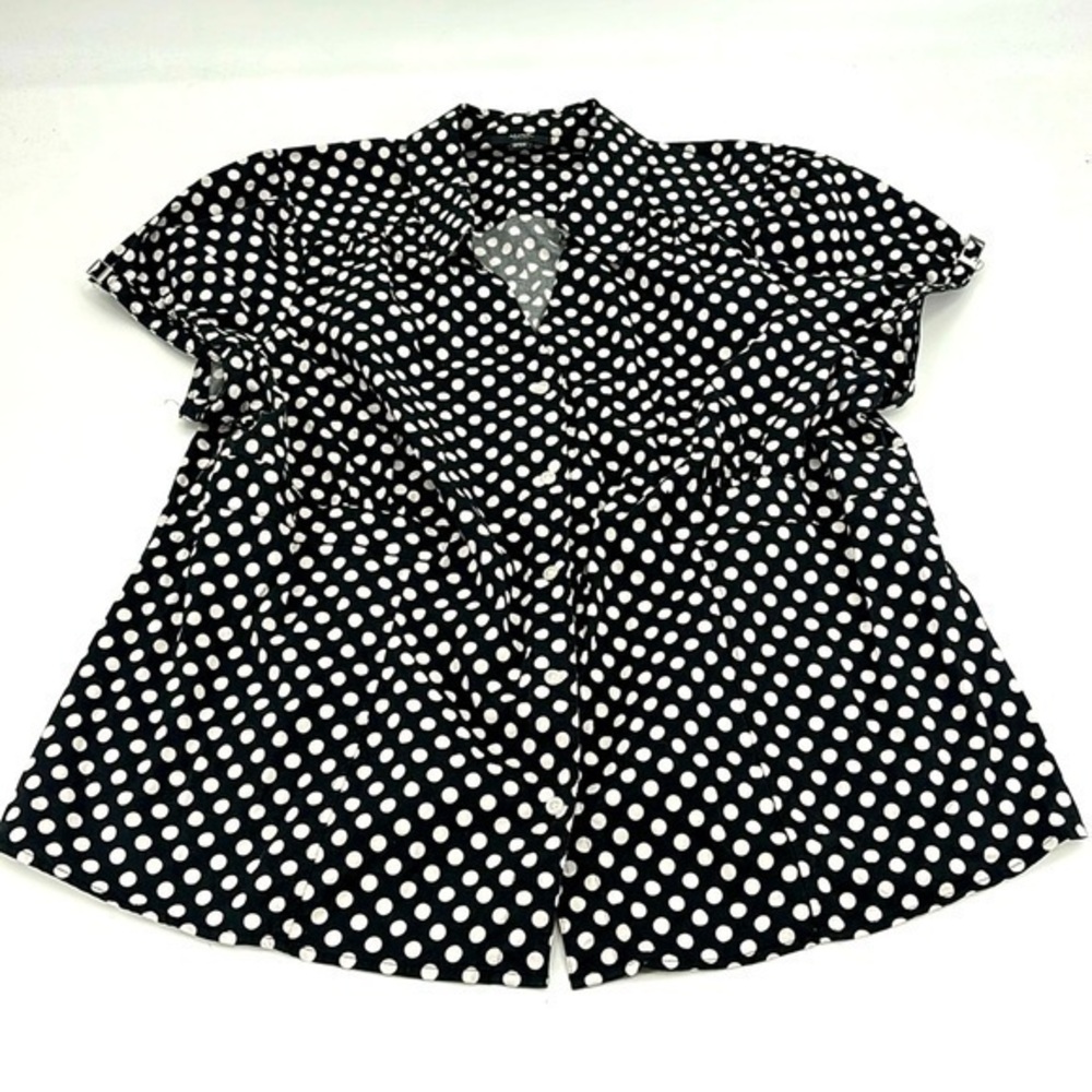 UEC Alfani black & white  polka dot button down blouse size 24W